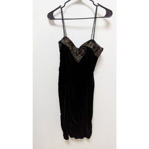 David Howard Black/Gold Embellished Velvet Dress